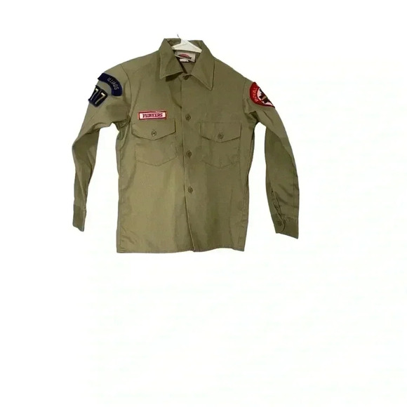 Dickies Pioneers Scouts Illinois Youth Button Shirt Youth Size 10 Tan - Picture 2 of 12